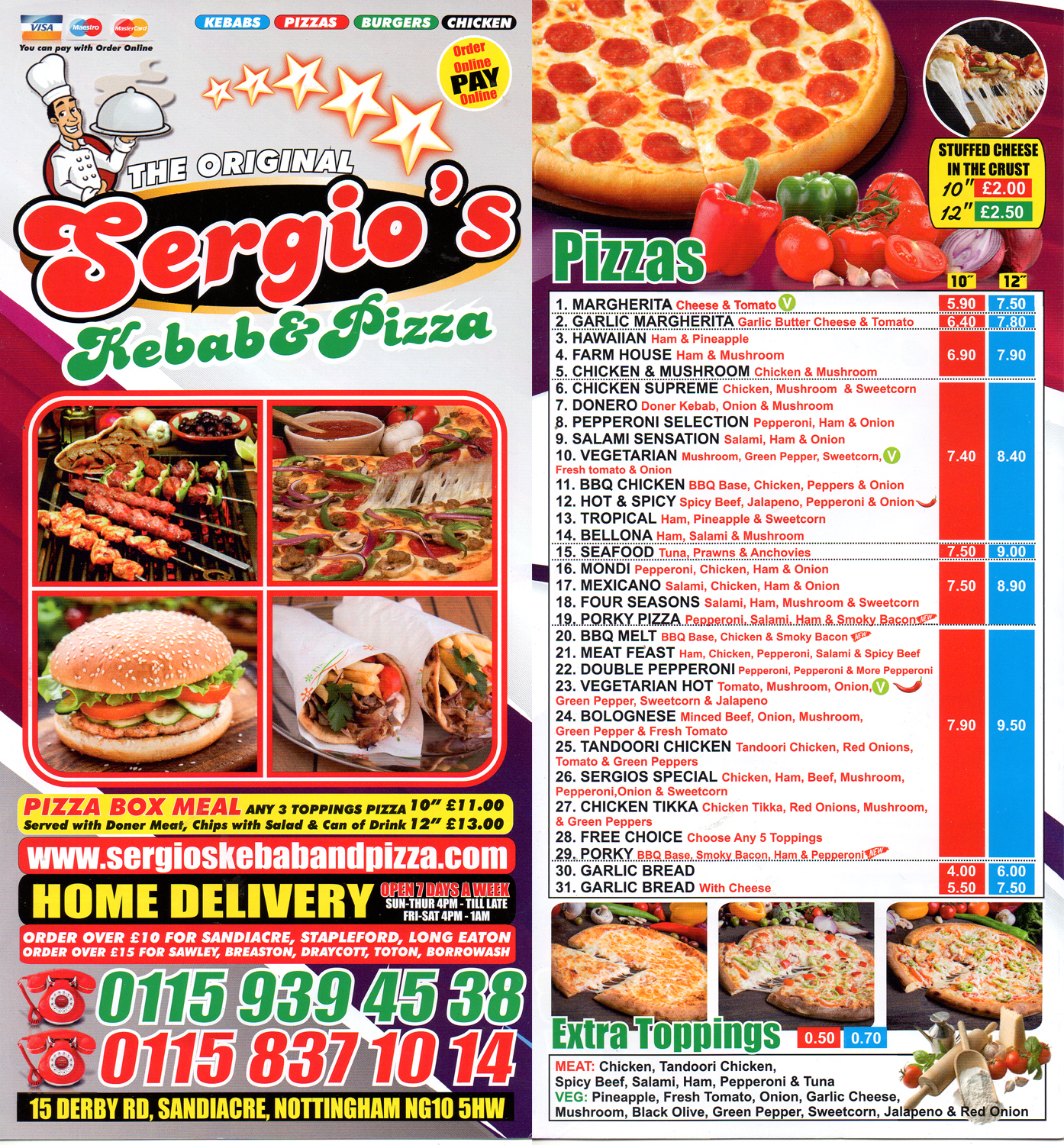 Sergios menu deals